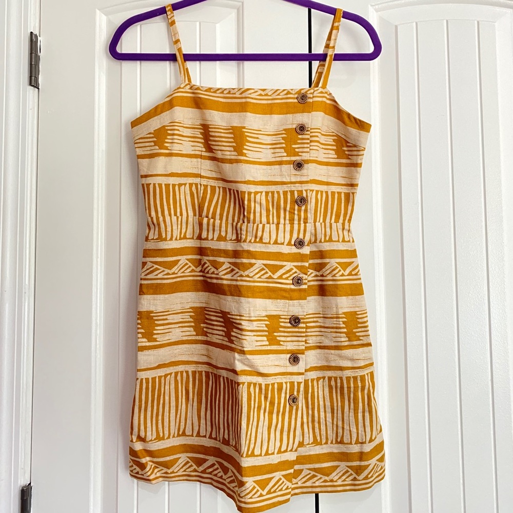 Forever 21 Linen Blend Dress Tribal Print Size Small